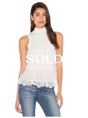 *SOLD*NWT Rebecca Taylor Elegant Cream‎ Sleeveless Top with Lace Hem
